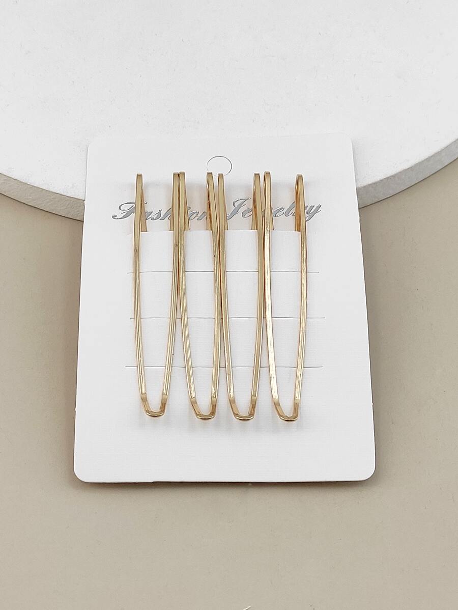 4pcs/pack 7cm Gradient Color Arrow-shaped Metallic Hair Clips For Women - Rose Gold - View 1