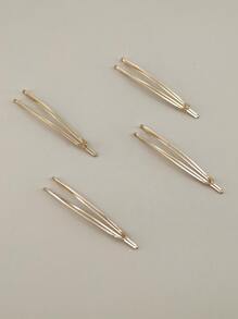 4pcs/pack 7cm Gradient Color Arrow-shaped Metallic Hair Clips For Women - Rose Gold - View 2