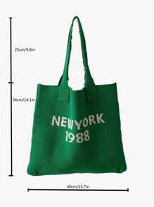 Tropiscape Bolsa de malla tejida con diseño de letra, bolsa de hombro estilo Y2K grunge de gran capacidad, bolsa de compras ligera, bolsa de ganchillo con diseño de letra gráfica perfecta para oficina, universidad, trabajo, negocios, trayecto y playa, para adolescentes, mujeres y trabajadores de cuello blanco