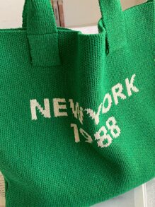 Tropiscape Bolsa de malla tejida con diseño de letra, bolsa de hombro estilo Y2K grunge de gran capacidad, bolsa de compras ligera, bolsa de ganchillo con diseño de letra gráfica perfecta para oficina, universidad, trabajo, negocios, trayecto y playa, para adolescentes, mujeres y trabajadores de cuello blanco