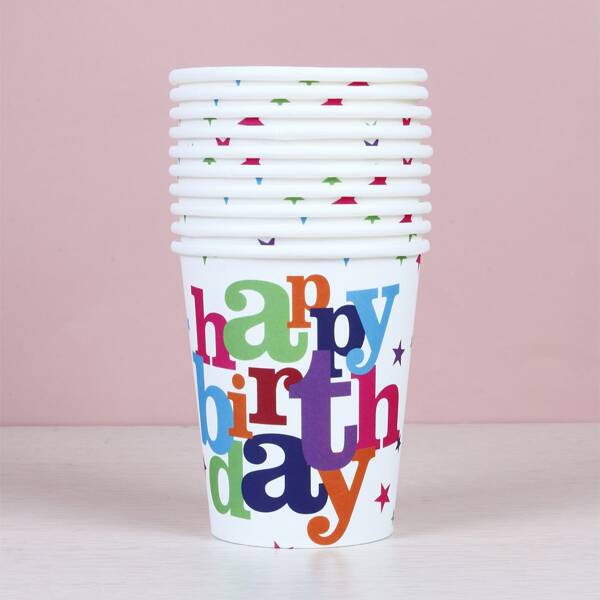 

10pcs Slogan Graphic Disposable Cup, Multicolor