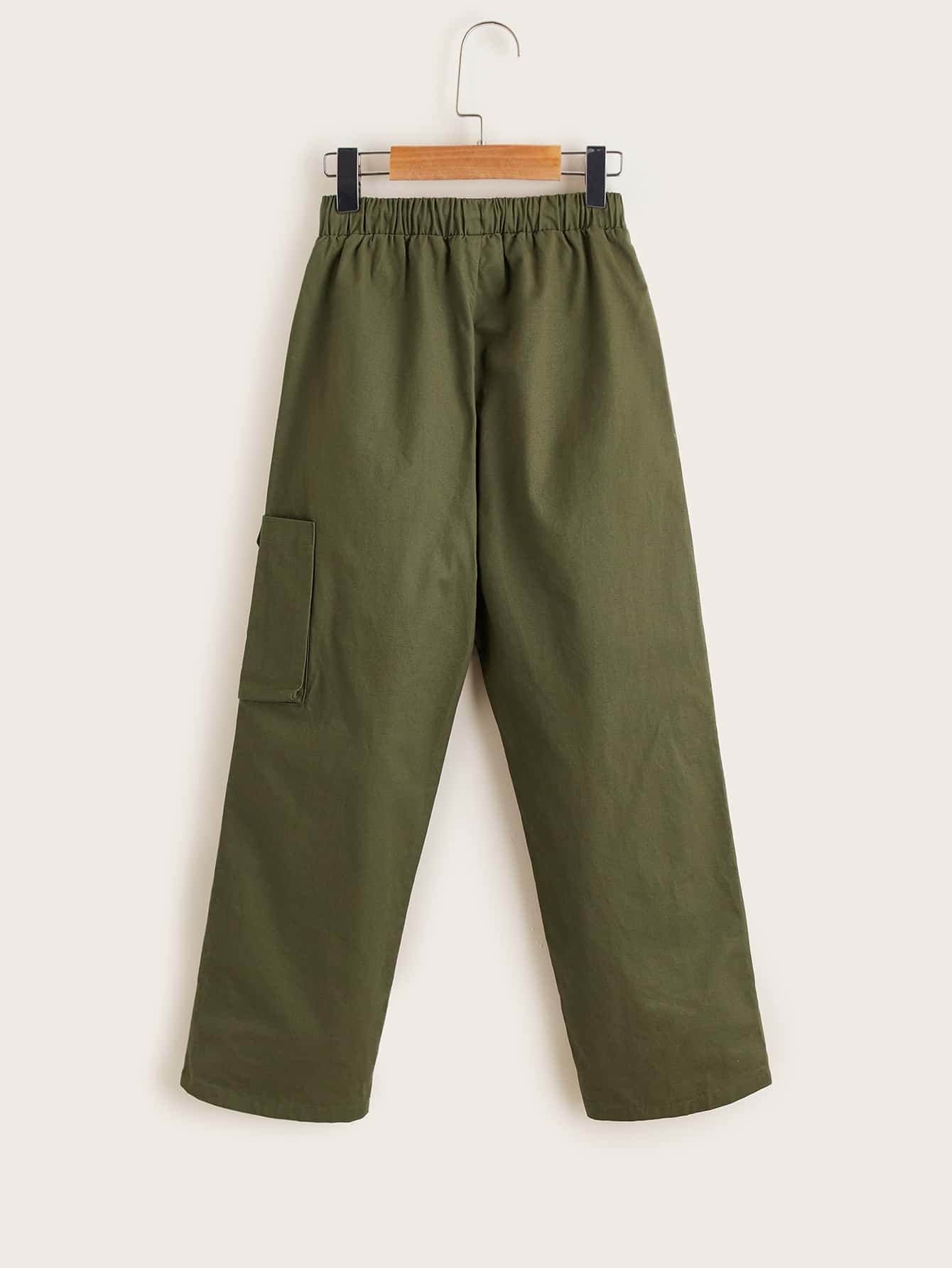 Boys Patched Pocket Side Drawstring Waist Pants