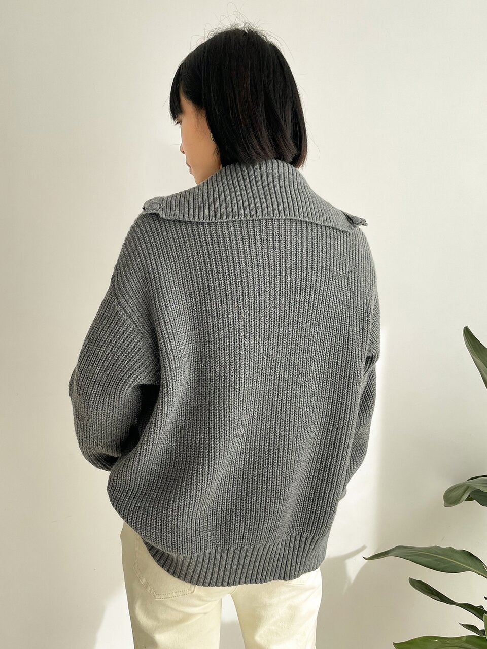Drop Shoulder Zip Up Cardigan