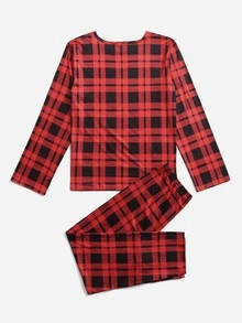 男士1入組格紋和卡通圖案家居服上裝和1入組睡褲 - 彩色 - 查看 2