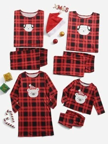 男士1入組格紋和卡通圖案家居服上裝和1入組睡褲 - 彩色 - 查看 3