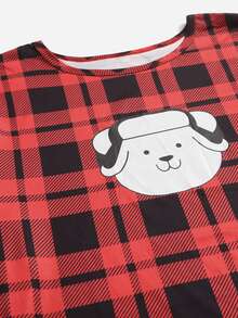 男士1入組格紋和卡通圖案家居服上裝和1入組睡褲 - 彩色 - 查看 4