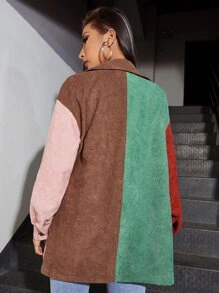 SHEIN Camisa de pana con costura de hombros caídos - Multicolor - Ver 2