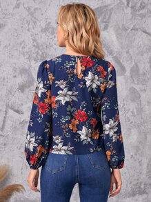 EMERY ROSE Top de manga farol con estampado floral - Multicolor - Ver 2