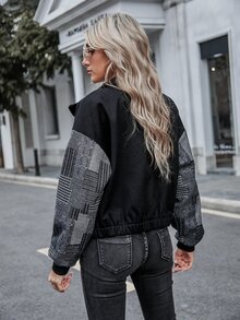 SHEIN EZwear Abrigo de cuadros con cremallera - Multicolor - Ver 2