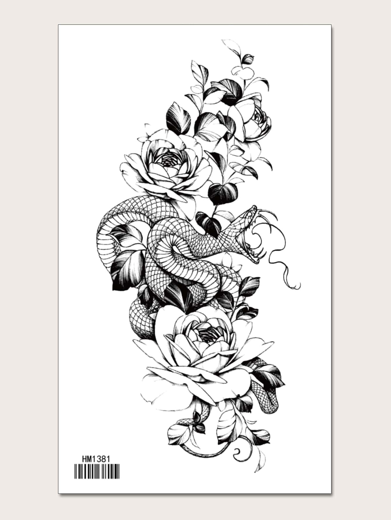 KING HORSE 1 hình xăm con rắn và hoa - màu đen - Xem 1