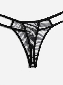 SHEIN 2pcs Leopard & Zebra Striped Print Thongs - Multicolor - View 5