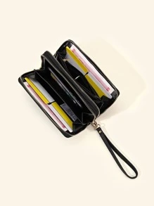 Textured Zip Around Checkbook Cover Slim Portable Cash White-Collar Workers For Female College Work Business Commute Office For Anniversary For Couple For Birthday Gift On Valentine Day Gift Gift For Women Wallet Purse Wallet Long Wallet Wristlet Wallet