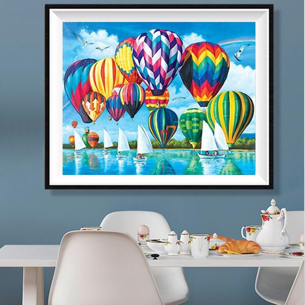 

Hot Air Balloon Print DIY Diamond Unframed Painting, Multicolor