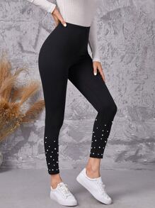EMERY ROSE Leggings de talle alto con cuenta con perla