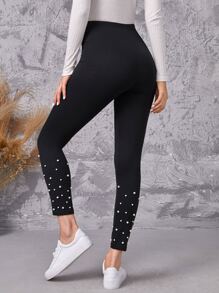 EMERY ROSE Leggings de talle alto con cuenta con perla