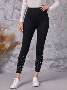 EMERY ROSE Leggings de talle alto con cuenta con perla