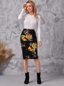EMERY ROSE Floral Print Pencil Skirt - Multicolor - View 3