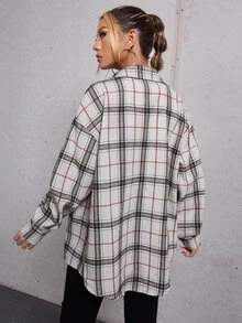 SHEIN EZwear 格紋前排扣前口袋襯衫 - 彩色 - 查看 2