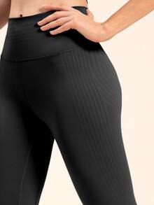 High Waist Quick-Drying Shaping Sports Leggings - Black - View 7
