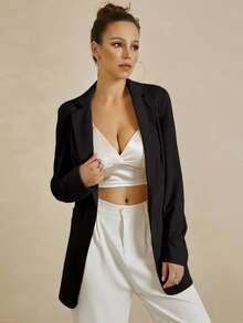 UNIQUE21 Single Button Split Back Blazer - Black - View 3