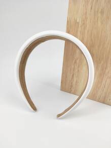 1 Pack Women's 4cm Wide Solid Color Sponge Leather Headband, Suitable For Daily Wear - White - View 2