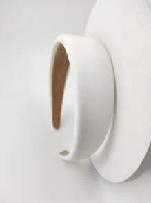 1 Pack Women's 4cm Wide Solid Color Sponge Leather Headband, Suitable For Daily Wear - White - View 3