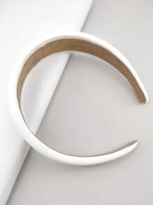 1 Pack Women's 4cm Wide Solid Color Sponge Leather Headband, Suitable For Daily Wear - White - View 4