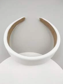1 Pack Women's 4cm Wide Solid Color Sponge Leather Headband, Suitable For Daily Wear - White - View 5