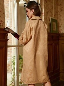 Mulvari Floral Jacquard Pocket Patched Coat - Khaki - View 2