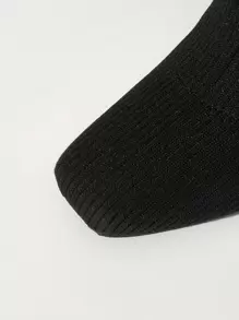 女鞋極簡主義尖頭粗跟過膝黑靴 - 黑色 - 查看 8