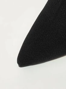 CUCCOO BASICS Women Shoes Minimalist Fashion Knit Detail Point Toe Black Sock Boots Vacation Shoes Summer - Black - View 11