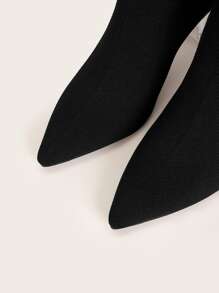CUCCOO BASICS Women Shoes Minimalist Fashion Knit Detail Point Toe Black Sock Boots Vacation Shoes Summer - Black - View 4