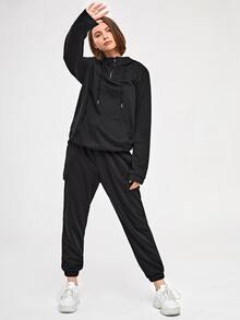 Manfinity Bộ hai mảnh Nam Dây kéo Túi màu trơn Sẵn sàng - màu đen - Xem 8