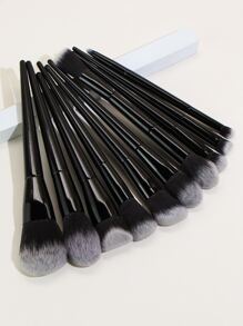 10 piezas Pinceles de maquillaje de alta gama en negro, pinceles de maquillaje de doble extremo para chicas, pinceles de maquillaje, brochas cosméticas, set de brochas, kit de brochas de maquillaje, set de brochas de maquillaje, kit de maquillaje completo, set de brochas, set de brochas de maquillaje, set de regalo de maquillaje, set - Negro - Ver 1