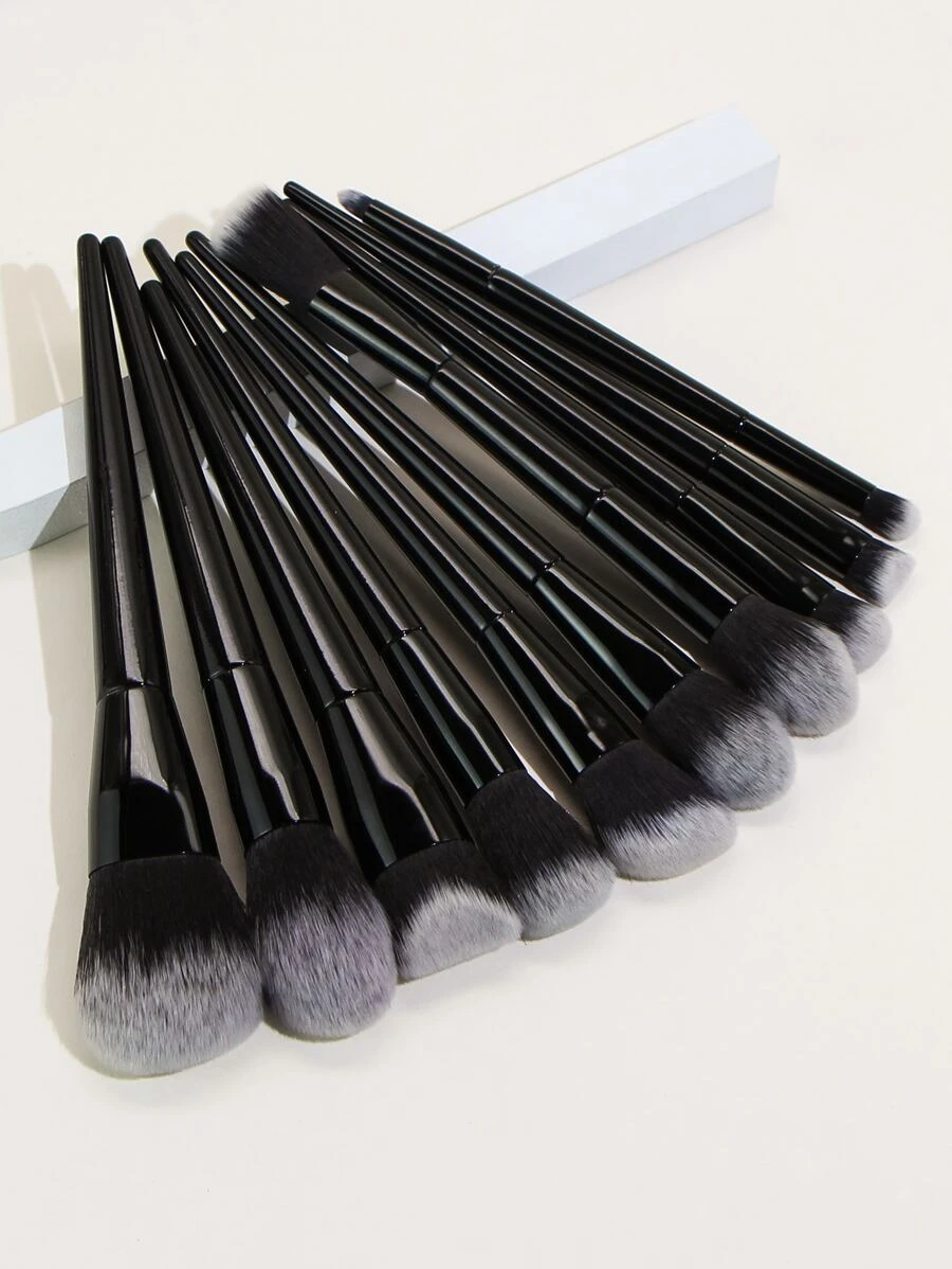 10 piezas Pinceles de maquillaje de alta gama en negro, pinceles de maquillaje de doble extremo para chicas, pinceles de maquillaje, brochas cosméticas, set de brochas, kit de brochas de maquillaje, set de brochas de maquillaje, kit de maquillaje completo, set de brochas, set de brochas de maquillaje, set de regalo de maquillaje, set - Negro - Ver 1