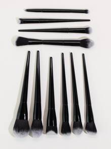 10 piezas Pinceles de maquillaje de alta gama en negro, pinceles de maquillaje de doble extremo para chicas, pinceles de maquillaje, brochas cosméticas, set de brochas, kit de brochas de maquillaje, set de brochas de maquillaje, kit de maquillaje completo, set de brochas, set de brochas de maquillaje, set de regalo de maquillaje, set - Negro - Ver 3