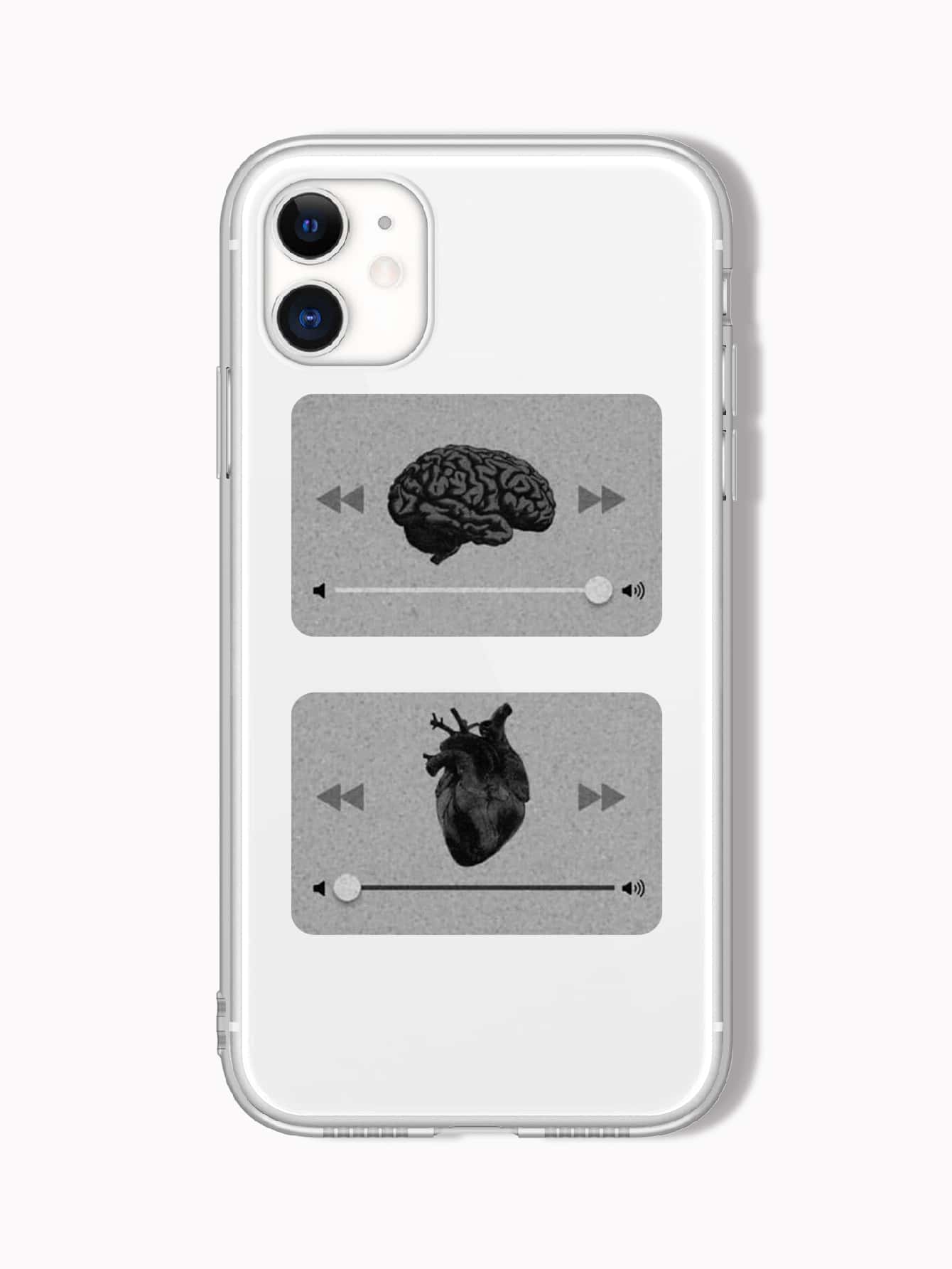 Heart & Brain Pattern Phone Case - Multicolor - View 1