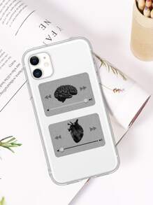 Heart & Brain Pattern Phone Case - Multicolor - View 2