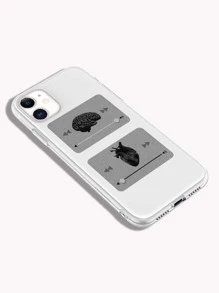 Heart & Brain Pattern Phone Case - Multicolor - View 3