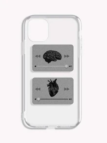 Heart & Brain Pattern Phone Case - Multicolor - View 4