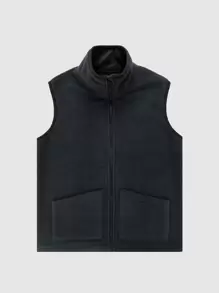 Tween Boys' Comfortable Sleeveless Zipper Jacket For Casual Wear - Dark Grey - View 1