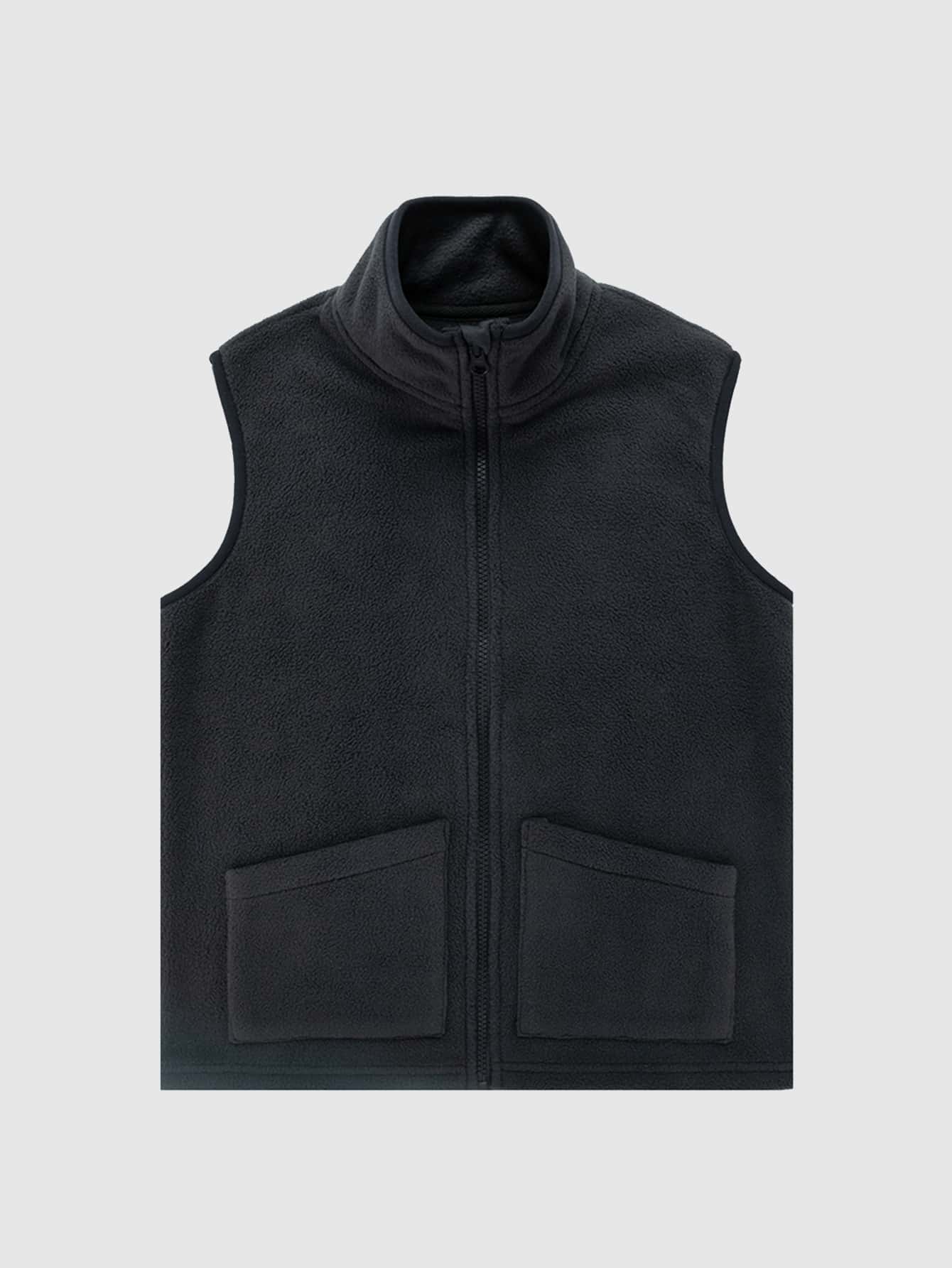 Tween Boys' Comfortable Sleeveless Zipper Jacket For Casual Wear - Dark Grey - View 1