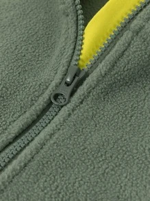 Tween Boys' Casual And Comfortable Stand Collar Zipper Coat - Green - View 7