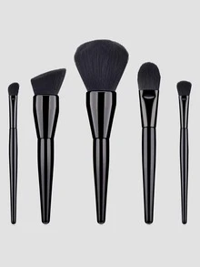 5pcs Plain Makeup Brush,Brush Set,Makeup Brush Kit,Make Up Brush Set,Make Up Set Complete,Makeup Brush Set,Complete Makeup Kit,Brush Kit,Brushes Makeup Set,Makeup Gift Set,Set - Black - View 2