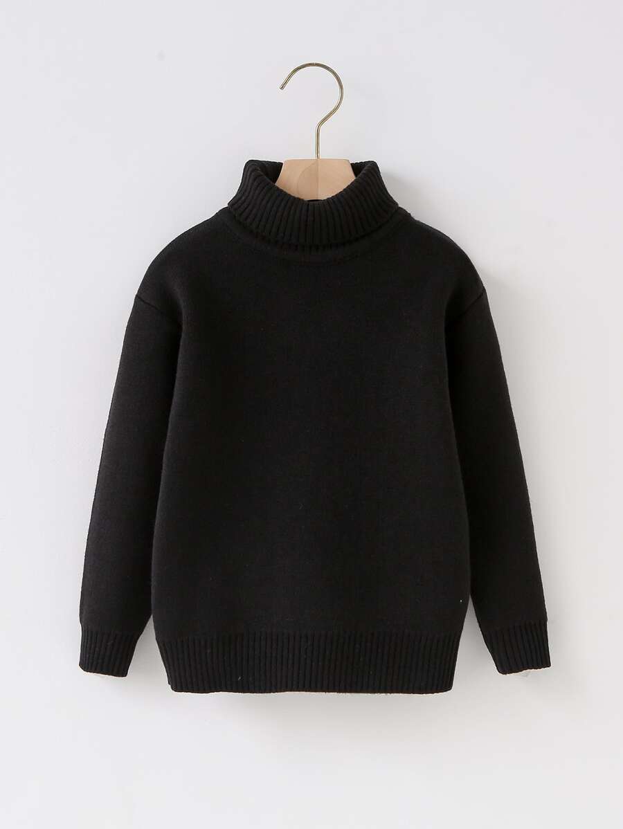 Toddler Boys Turtle Neck Jumper - Black - View 1