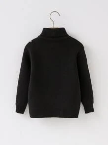 Toddler Boys Turtle Neck Jumper - Black - View 2