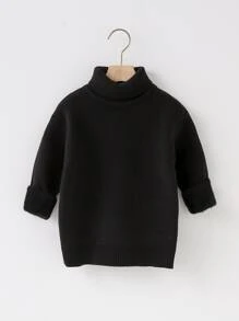 Toddler Boys Turtle Neck Jumper - Black - View 3
