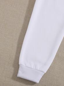 SHEIN PETITE Quần thể thao nữ Dây kéo màu trơn - trắng - Xem 4