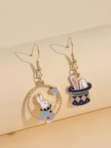 卡通兔子不成對耳環 - 彩色 - 查看 1
