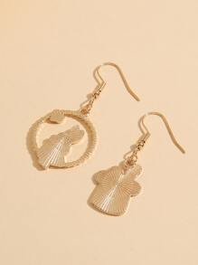 卡通兔子不成對耳環 - 彩色 - 查看 2